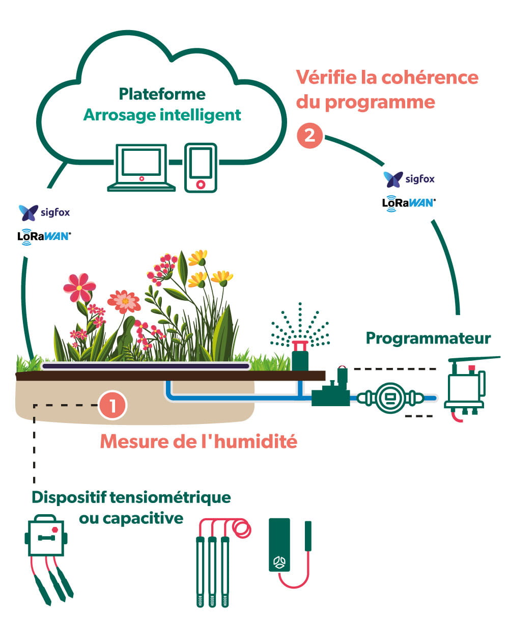 Schéma pilotage arrosage intelligent